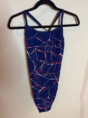 Arena Abstract Print One Piece Swimsuit Size 38 Athletic